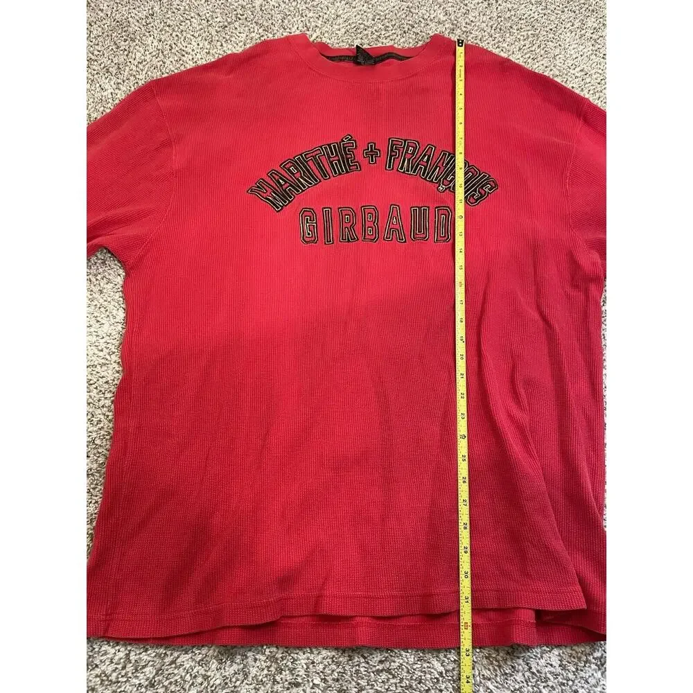 VTG Marithe Francois Girbaud Long Sleeve Distressed Grudge Red Crewneck Sz XXXL‎